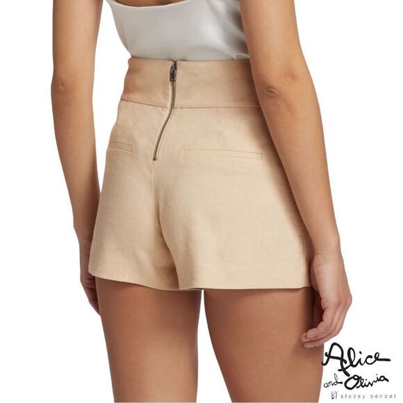 Alice + Olivia **NWT** Donald High Waisted Linen High Waisted Short in Natural - Picture 4 of 12